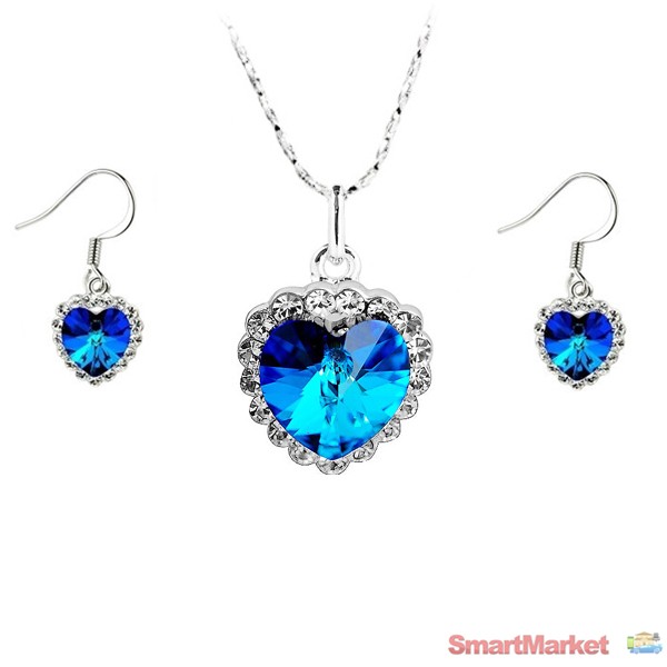 Romantic Heart Stylish Crystal Jewellery Set