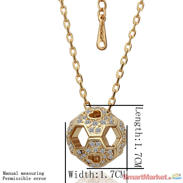 Gold Plated Crystal Football Necklace