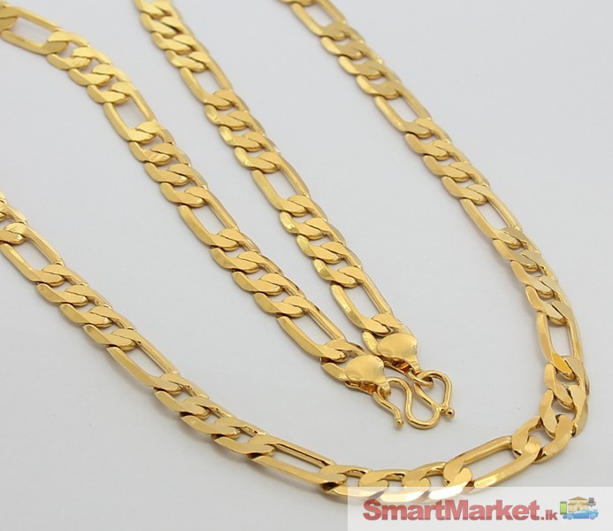 24K Gold Plated chain necklace for men 70CM 8MM