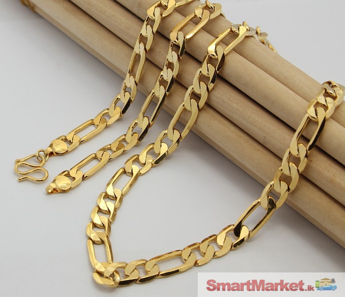 24K Gold Plated chain necklace for men 70CM 8MM