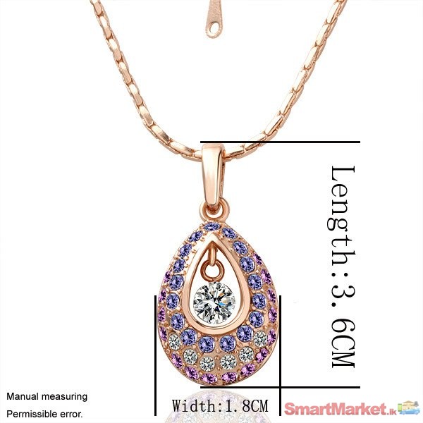 Peacock-eye Multicolour Crystal Fashion 18K Gold Plated Pendant Necklace