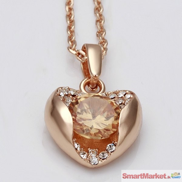 Golden Heart Jewelry 18K Rose Gold Plated Pendant Necklace