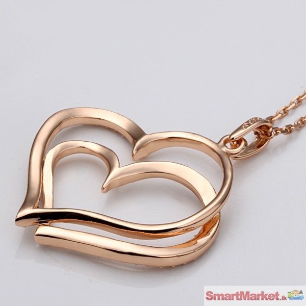 Double Hearts Fashion Jewelry,18K Gold Plated Necklace