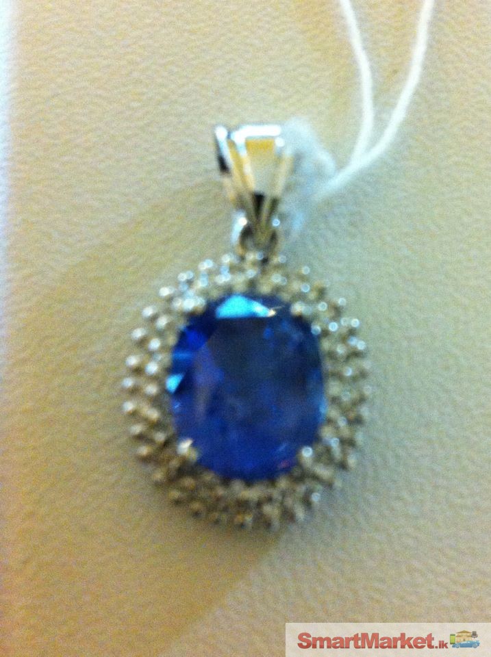 Genuine Silver pendant with Blue Sapphire