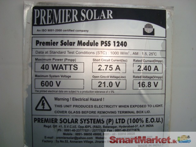Solar Panel 40w/12v Multicrystalline