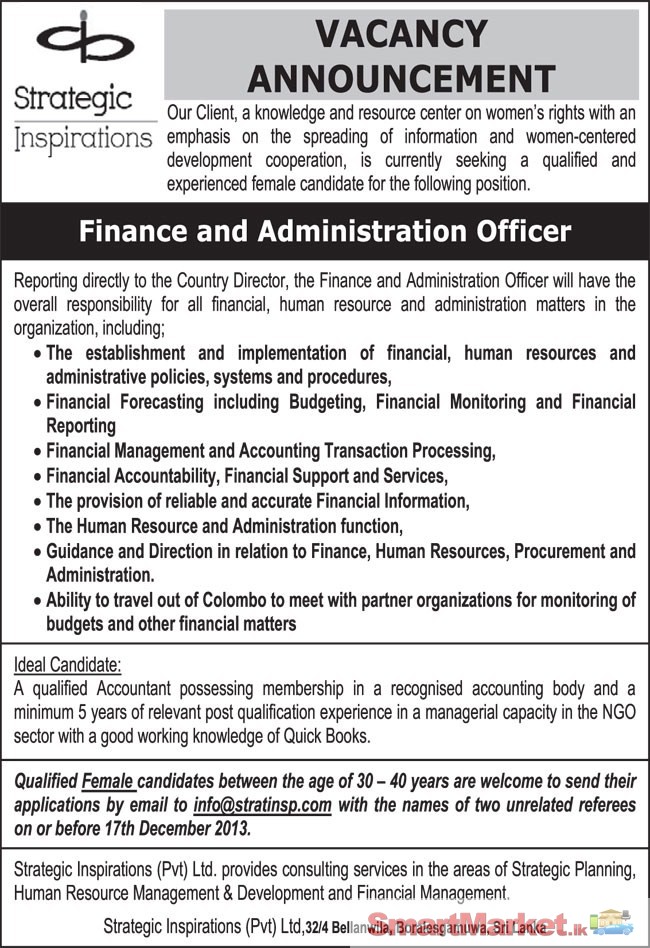 Finance & Administration Officer
