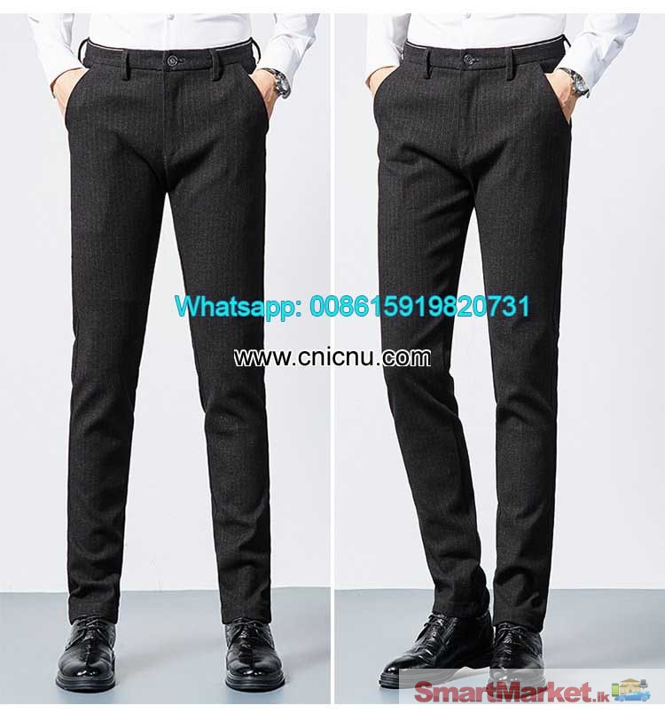 In-stock Men's casual fashion Slim Fit business stripe pants