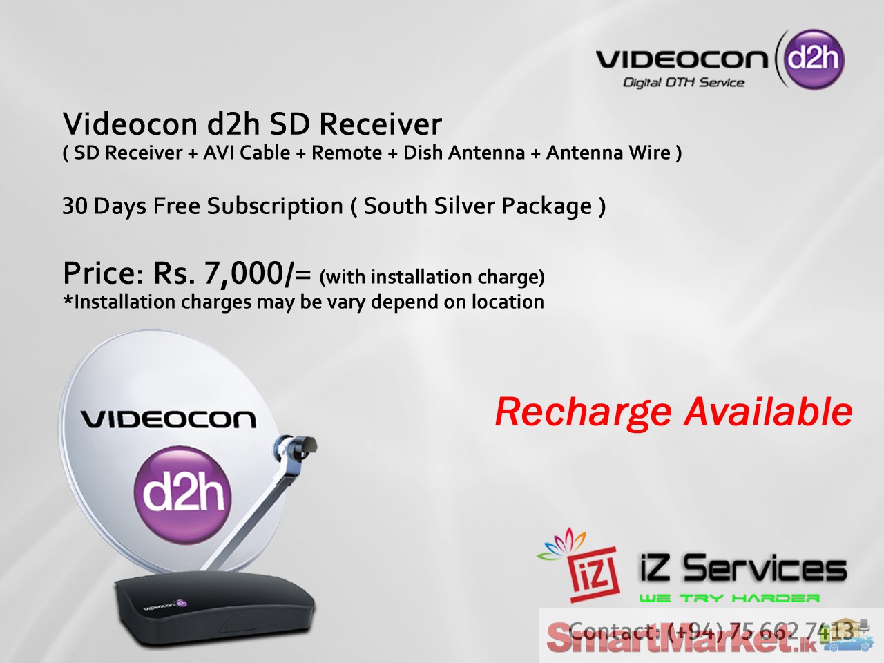 Videocon d2h SD, HD & 3D Receivers